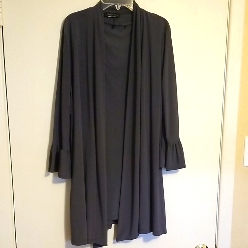 Slinky Brand Gray Open Front Cardigan